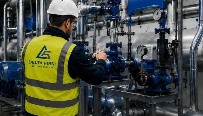 Delta First engineer maintaining commercial mechanical systems